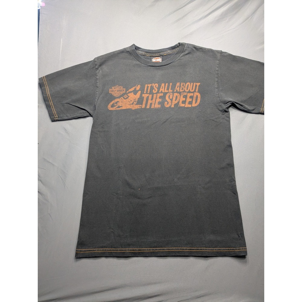 Harley-Davidson 2006 Its All About The Speed T-Shirt Mens Medium Faded Black PA